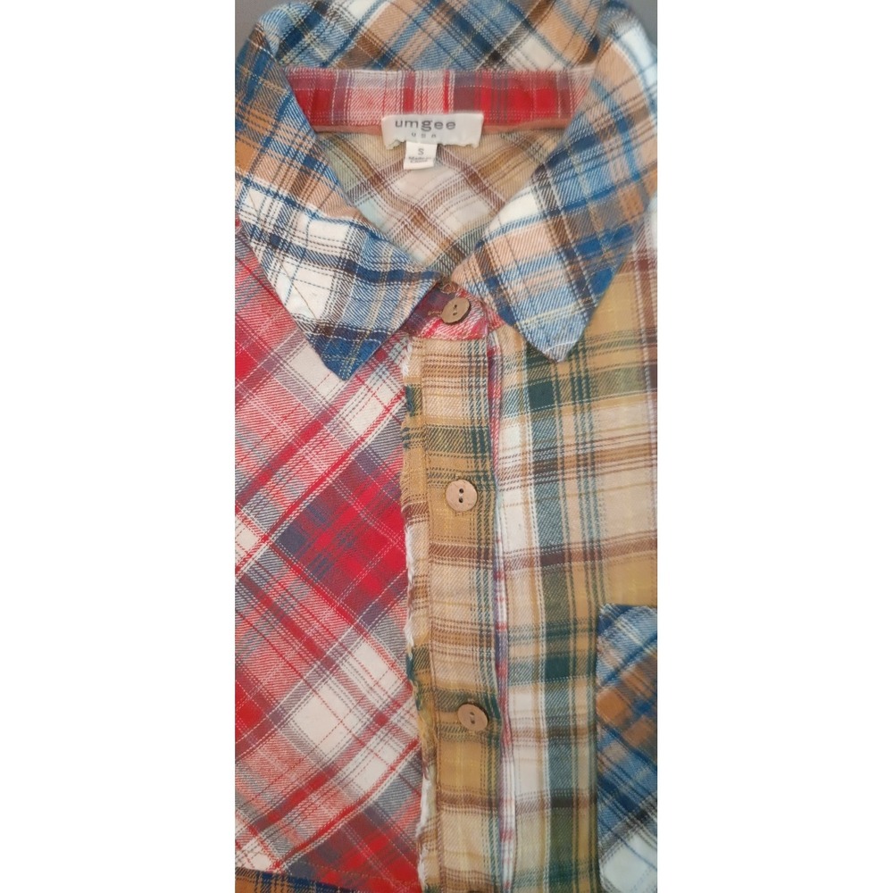 Umgee Womens Shirt plaid top S Boho Western  Farmcore 90s Urban Rodeo Grunge